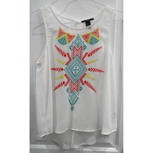 Forever 21 Womens Sheer Sleeveless Decorative Front Tank Top Size S